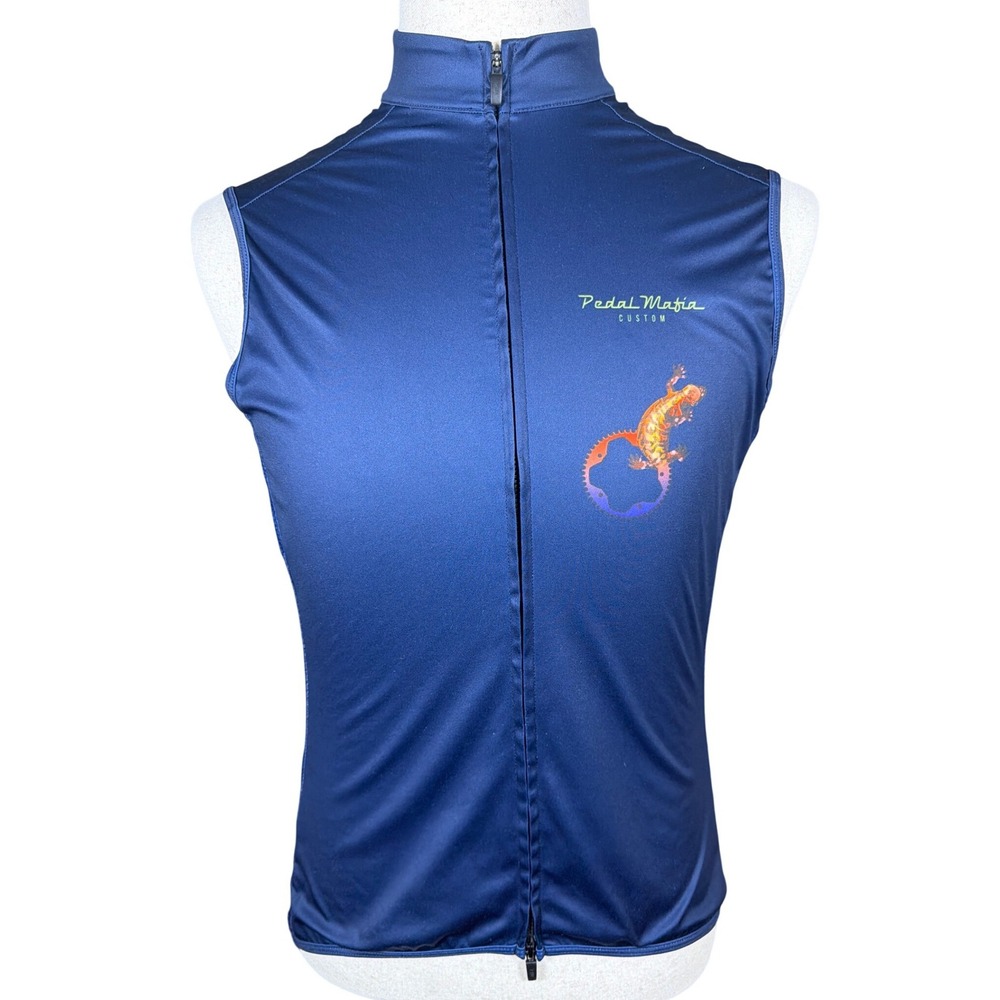 Pedal Mafia Custom Mens Cycling Gilet Vest Navy Blue Tucson Arizona Gecko Large